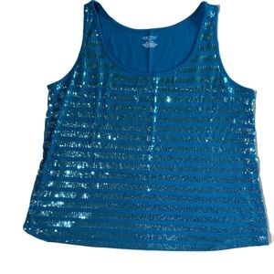 Ocean Blue Sequin Layering Tank